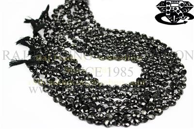 Black Spinel Faceted Coin (Quality A+)